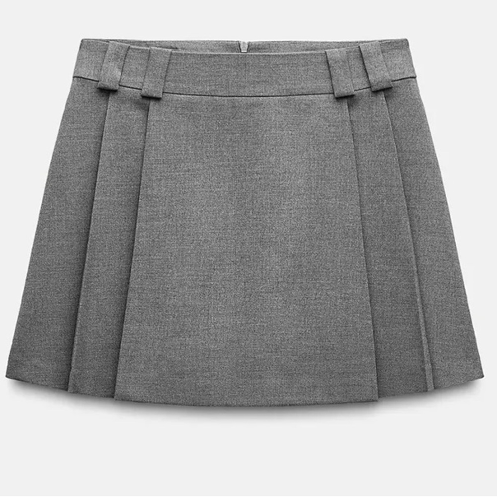Zara Pleated Gray Mini Skort